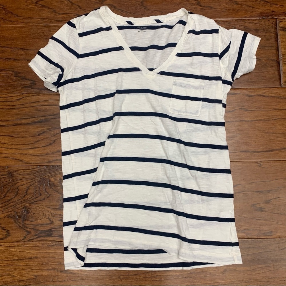 Madewell striped cotton vneck tee